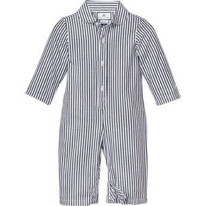 Petite Plume navy bengal railroad striped romper pjs
